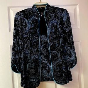 Alex Evenings black, blue and silver tunic and jacket size medium.
